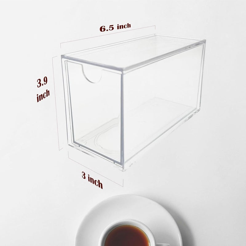 AZEZO 4-Pack Tea Bag Drawers Organizer - 4 Clear Plastic Drawer Tea Bag Holder; Stackable & Portable; Wider Size; Well-Organized Storage for Tea Bags & Kitchen Essentials - Image 3